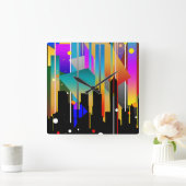 ニューモダンヨーク幾何形状抽象芸術 スクエア壁時計 (ホーム)