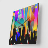 ニューモダンヨーク幾何形状抽象芸術 スクエア壁時計 (傾斜)