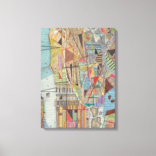 ニューモダンヨークIの地図3 キャンバスプリント (正面)