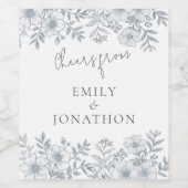 ニューモダンリュウィズのグレー花模様の結婚応援 ワインラベル (シングルラベル)