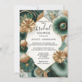 ニューモンスターエメラルドグリーンアンド金ゴールドブライダルシャワー 招待状 (正面)