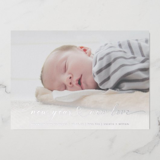 ニューヨルのシルバーフォイル写真 出生発表カード 箔シーズンカード (正面)