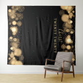 ニューヨルデの夜のゴールド ウィンターワンダーランドの背景 タペストリー (インサイチュ(横))