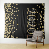 ニューヨルデイブパーティー ゴールド ブラック コンフェッティ 背景 タペストリー (インサイチュ(横))