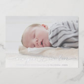 ニューヨル シルバー フォイル フォト 出生発表 カード (正面)