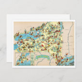 ニューヨーおもしろいクヴィンテージの地図 ポストカード (正面/裏面)