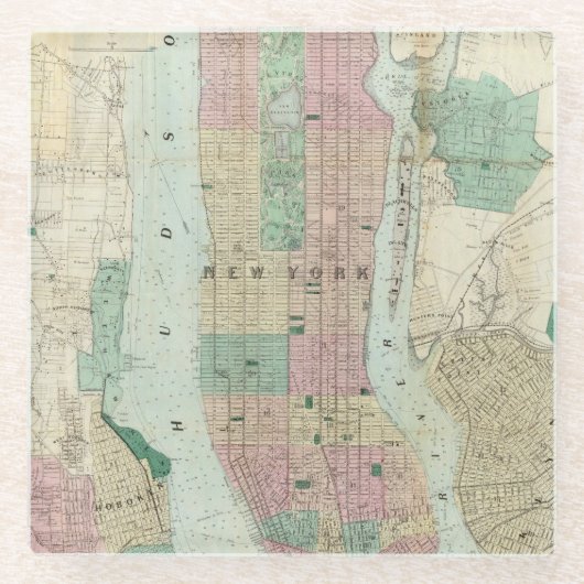 ニューヨークおよび近辺の地図 ガラスコースター (正面)