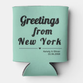 ニューヨークからの挨拶 – カスタムウェディング 缶クーラー (正面)