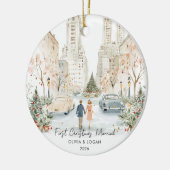 ニューヨークでの初めてのクリスマス結婚 セラミックオーナメント (左)