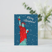 ニューヨークで引っ越す自由の女神 シーズンポストカード (スタンド正面)