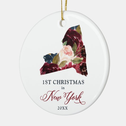 ニューヨークで1回目のクリスマスパーソナライズされた州 セラミックオーナメント (左)