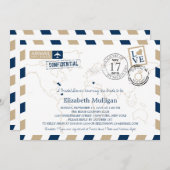 ニューヨークとニュージャージーの航空便 | ブライダルシャワー 招待状 (正面/裏面)