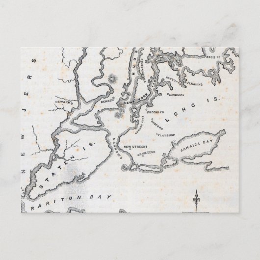 ニューヨークと周辺国の地図 ポストカード (正面)