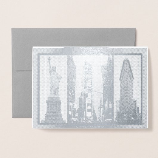 ニューヨークのお土産グリーティングカードカスタムシルバー 箔カード (封筒付き正面)
