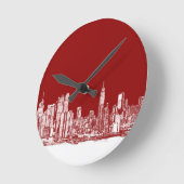ニューヨークのはっきりしたな赤 ラウンド壁時計 (傾斜)