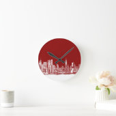 ニューヨークのはっきりしたな赤 ラウンド壁時計 (ホーム)