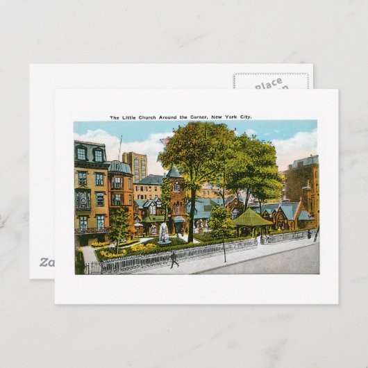 ニューヨークのまわりにの小さな教会の角 ポストカード (正面/裏面)