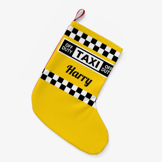 ニューヨークのイエロータクシーのタクシー運転手オフ関税 スモールクリスマスストッキング (正面 (吊り時))