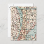 ニューヨークのウェストチェスター郡の地図 ポストカード (正面/裏面)