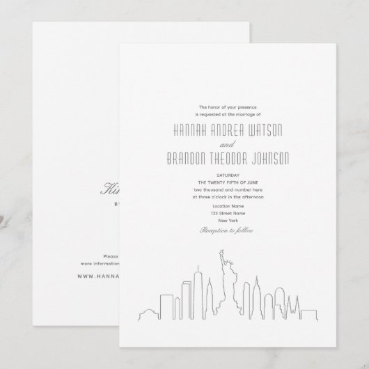 ニューヨークのウェディング 招待状 (正面/裏面)