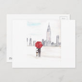 ニューヨークのオシャレな赤い傘のカップル、かっこいい、おしゃれ、美しい ポストカード (正面/裏面)