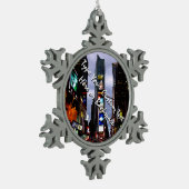 ニューヨークのオーナメントのパーソナライズなニューヨークの記念品 スノーフレークピューターオーナメント (左)