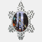 ニューヨークのオーナメントのパーソナライズなニューヨークの記念品 スノーフレークピューターオーナメント (右)