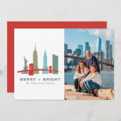 ニューヨークのクリスマスビルディング、建築、スカイライン シーズンカード (正面/裏面)