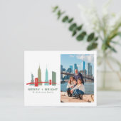 ニューヨークのクリスマス建物、建築スカイライン シーズンポストカード (スタンド正面)