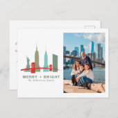 ニューヨークのクリスマス建物、建築スカイライン シーズンポストカード (正面/裏面)