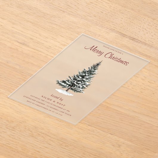 ニューヨークのクリスマス：トレンディー冬モダンパーティー アクリル招待状 (レイダウン)