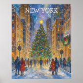 ニューヨークのクリスマス ポスター、冬の街の風景 ポスター (正面)