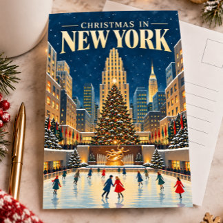 ニューヨークのクリスマス ヴィンテージ トラベル レトロ ポストカード