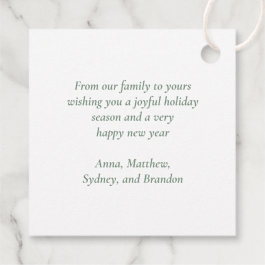 ニューヨークのクリスマス、建築スカイラインギフト フェイバータグ (裏面)