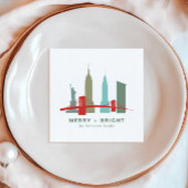 ニューヨークのクリスマス、建築スカイライン スタンダードカクテルナプキン