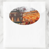 ニューヨークのクリスマス 楕円形シール (バッグ)