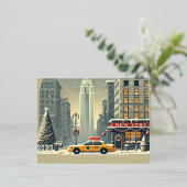 ニューヨークのクリスマス | 自由の女神のホリデー 箔シーズンポストカード (立ち正面)