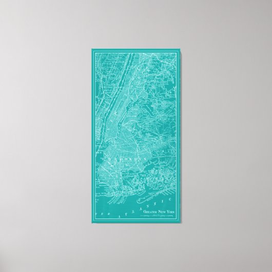 ニューヨークのグラフィック地図 キャンバスプリント (正面)