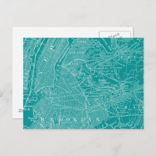 ニューヨークのグラフィック地図 ポストカード (正面/裏面)