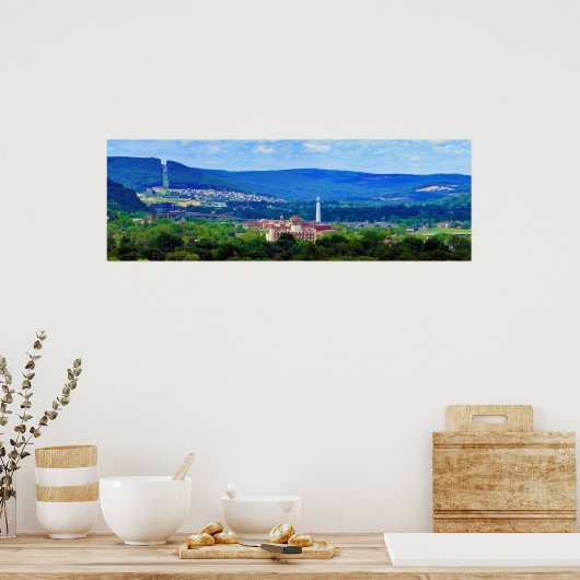 ニューヨークのコーニングの街と谷 ポスター (キッチン)