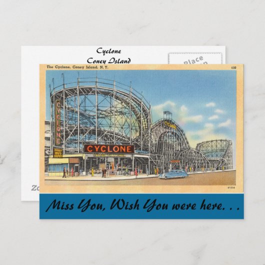 ニューヨークのサイクロン、コニーアイランド ポストカード (正面/裏面)