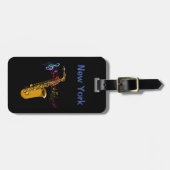 ニューヨークのサックス・ジャズ ラゲッジタグ (正面横)