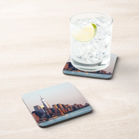 ニューヨークのサンセットスカイラインビューオブワールドトレードセンター コースター (右側)