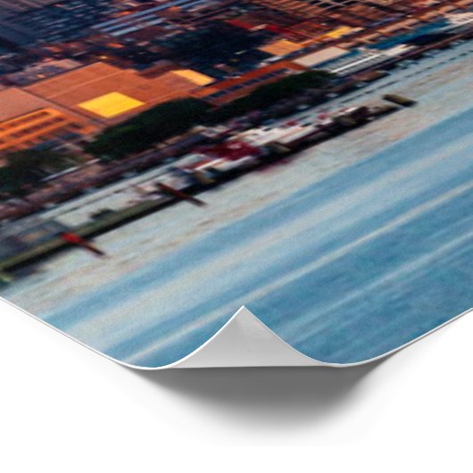 ニューヨークのサンセットスカイラインビューオブワールドトレードセンター ポスター (角)