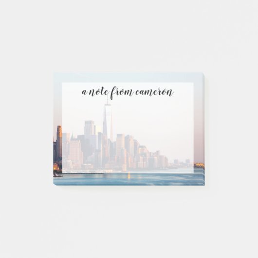 ニューヨークのサンセットスカイラインビューオブワールドトレードセンター ポストイット (正面)