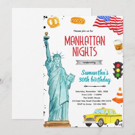 ニューヨークのシティパーティー招待状 招待状 (正面/裏面)
