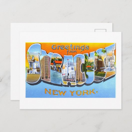 ニューヨークのシラクサからのヴィンテージの挨拶 ポストカード (正面/裏面)