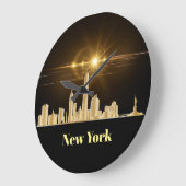 ニューヨークのスカイラインの壁時計 ラージ壁時計 (傾斜)