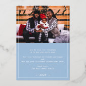 ニューヨークのスカイラインの家族の写真からメリークリスマス 箔シーズンカード (裏面)