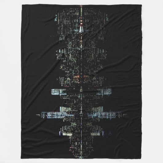 ニューヨークのスカイラインの素晴らしい夜写真 フリースブランケット (正面)